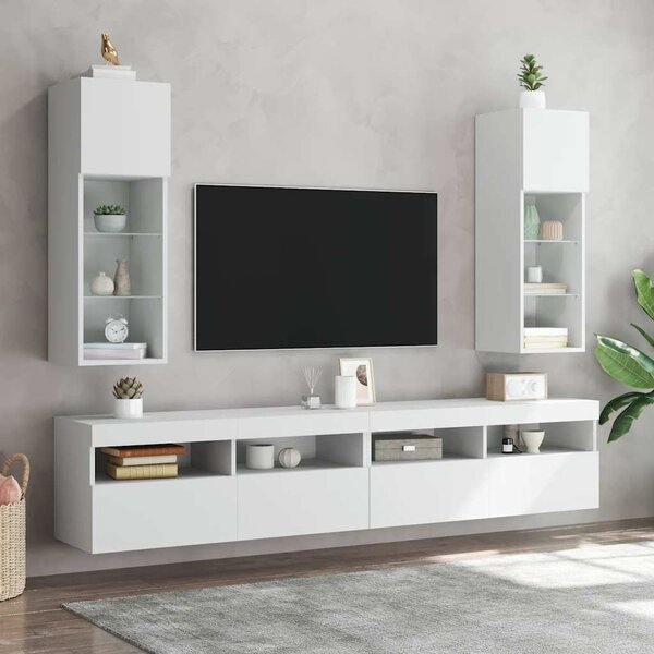Fehér TV-szekrény LED-lámpákkal 30,5x30x90 cm