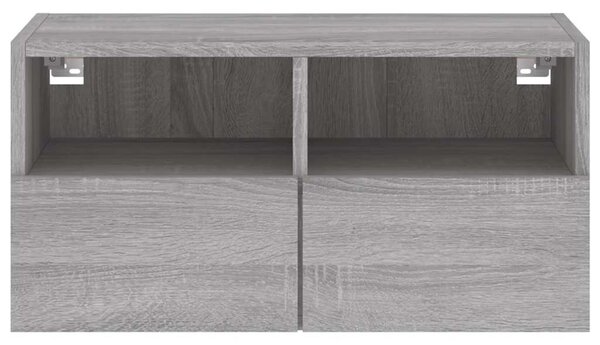 Szürke sonoma színű szerelt fa fali TV-szekrény 60 x 30 x 30 cm