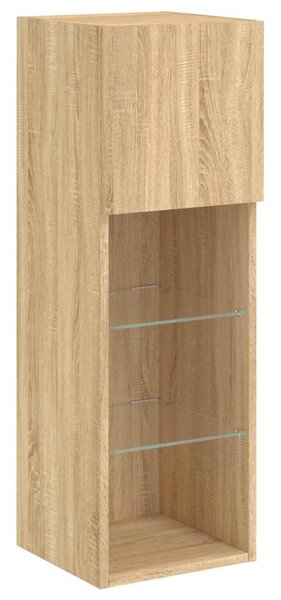 2 db sonoma tölgy színű TV-szekrény LED-ekkel 30,5x30x90 cm