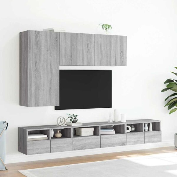 Szürke sonoma színű szerelt fa fali TV-szekrény 60 x 30 x 30 cm