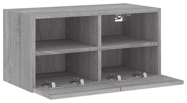 Szürke sonoma színű szerelt fa fali TV-szekrény 60 x 30 x 30 cm