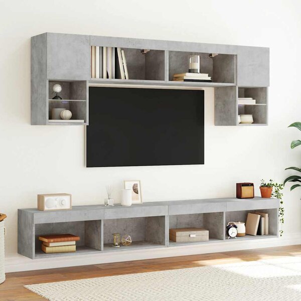 Betonszürke TV-szekrény LED-világítással 100 x 30 x 30 cm