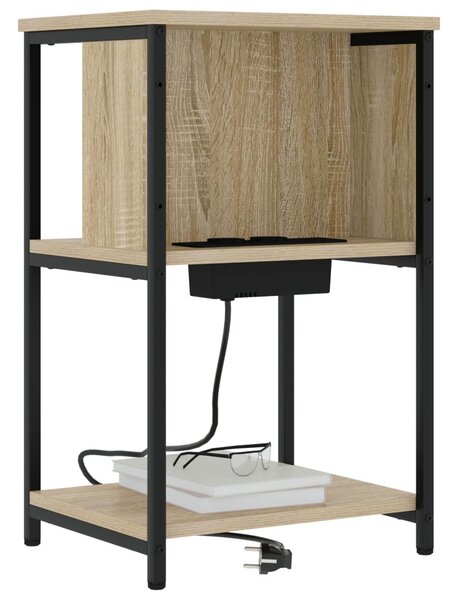 Éjjeliszekrény 2 db Sonoma tölgy 38 x 31 x 61 cm Szerelt Fa