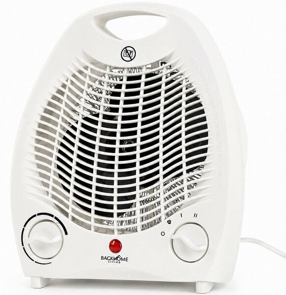 Elektromos fűtőtest ventilátorral és biztonsági kapcsolóval, fehér