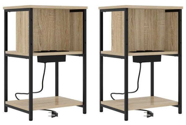 Éjjeliszekrény 2 db Sonoma tölgy 38 x 31 x 61 cm Szerelt Fa