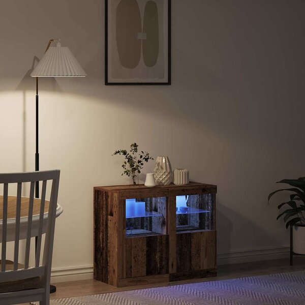 LED tálaló 2 db 41 x 37 x 67 cm Szerelt Fa Öreg fa