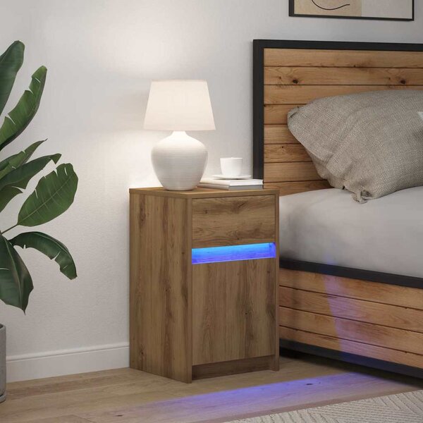 LED Éjjeli Szekrény kézműves tölgy 38 x 34 x 61 cm Szerelt fa