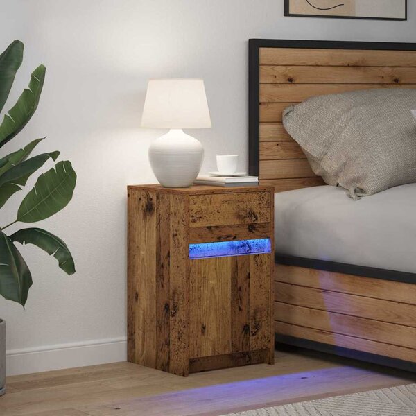 LED Éjjeli Szekrény Régi fa 38 x 34 x 61 cm Szerelt fa