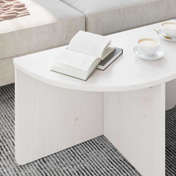 Dohányzóasztal 2 db Fehér 79 x 39,5 x 40 cm Tömör fenyőfa