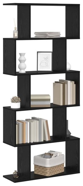Könyvespolc 5 szintes 70 x 24 x 161 cm Szerelt Fa Fekete tölgy