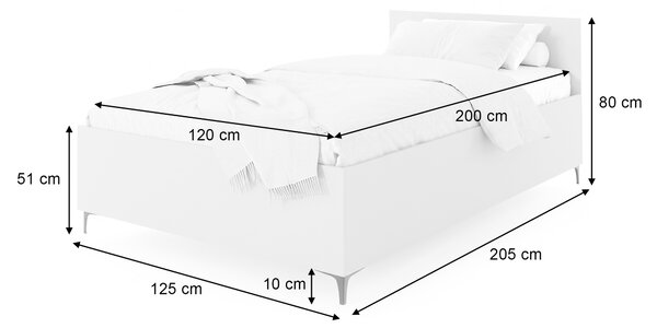 RIBEIRO ágyneműtartós egyszemélyes ágy 120x200 - craft tölgy