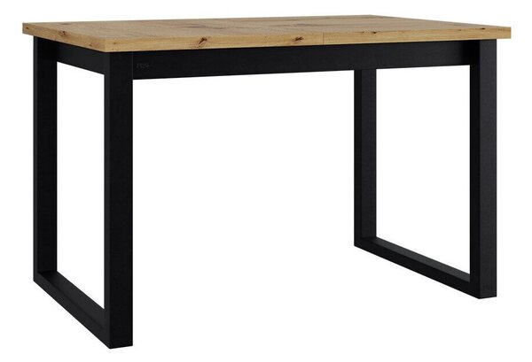 Asztal Victorville 327, Artisan tölgy, Fekete, 78x92x160cm, Hosszabbíthatóság, Laminált forgácslap, Fém