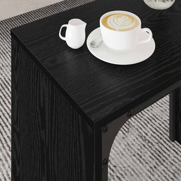 Dohányzóasztal 3 db Fekete tölgy 60 x 35 x 56 cm Szerelt fa