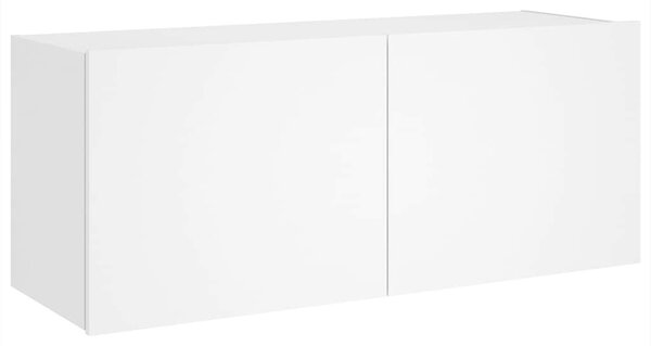 Fehér falra szerelhető TV-szekrény LED-lámpákkal 100x35x41 cm