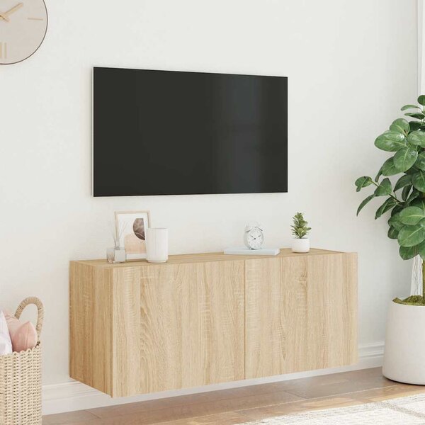 Sonoma tölgy színű fali TV-szekrény LED-ekkel 100 x 35 x 41 cm