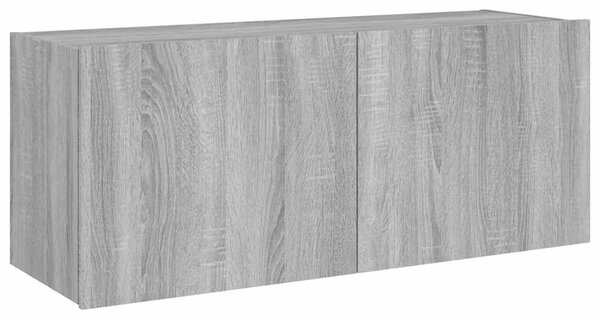 Szürke sonoma színű fali TV-szekrény LED-ekkel 100 x 35 x 41 cm