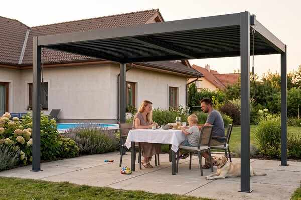Bioklimatikus pergola G21 Austin 4x3 m, antracit, alumínium