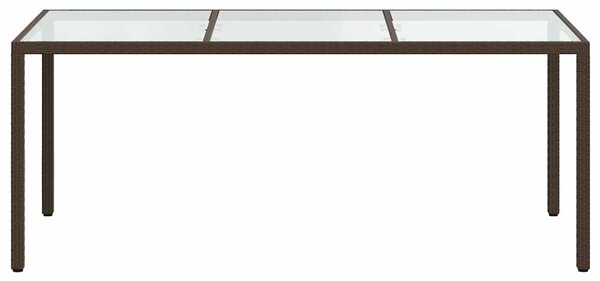 Barna polyrattan és edzett üveg kerti asztal 190 x 90 x 75 cm