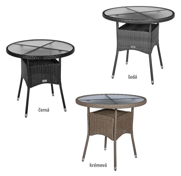 STILISTA Kerti asztal 80 x 80 x 75 cm polyrattan szürke