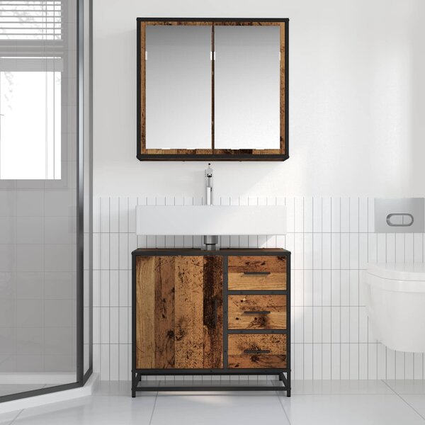 Fürdőszoba bútor szett 2 db Öreg fa 65 x 33 x 60 cm Szerelt Fa