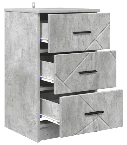 Éjjeliszekrény Beton szürke 38 x 38 x 66 cm Szerelt fa