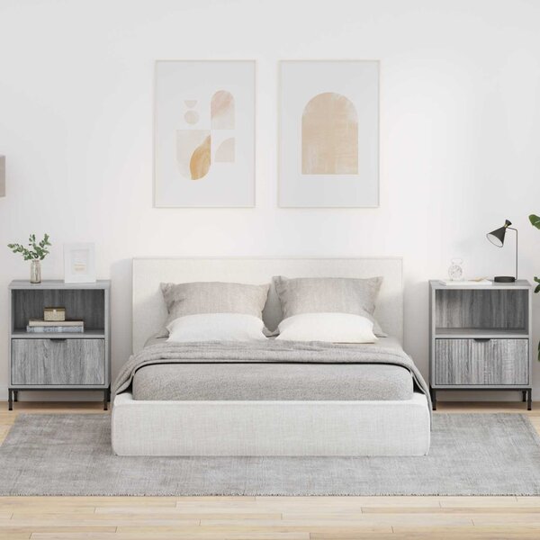 Éjjeliszekrény 2 db Szürke sonoma 49 x 36 x 61 cm Szerelt fa