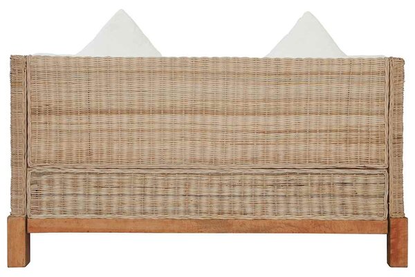 2 személyes természetes rattan kanapé párnával