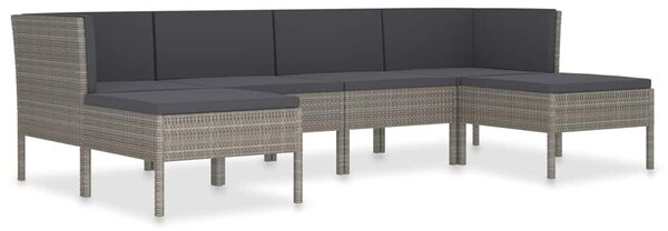 6 részes szürke polyrattan kerti ülőgarnitúra párnákkal