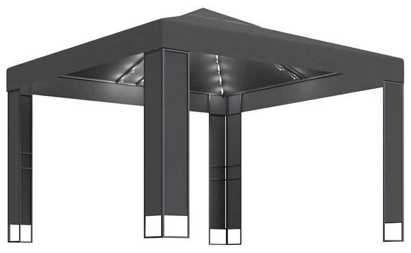 Antracitszürke dupla tetős pavilon LED fényfüzérrel 3 x 3 m