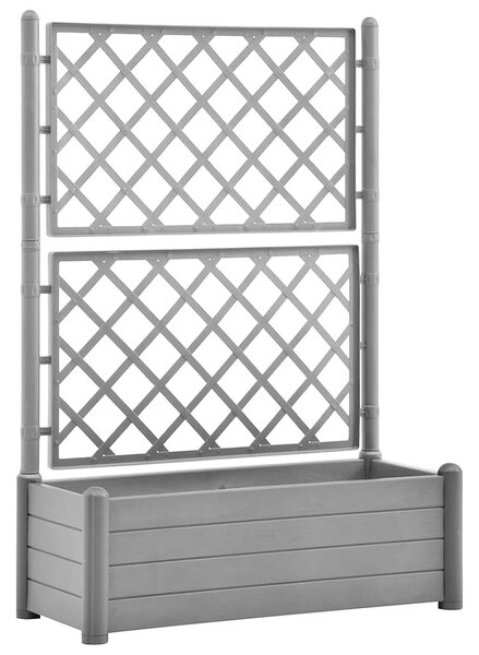 Kőszürke polipropilén rácsos kerti ültetőláda 100 x 43 x 142 cm