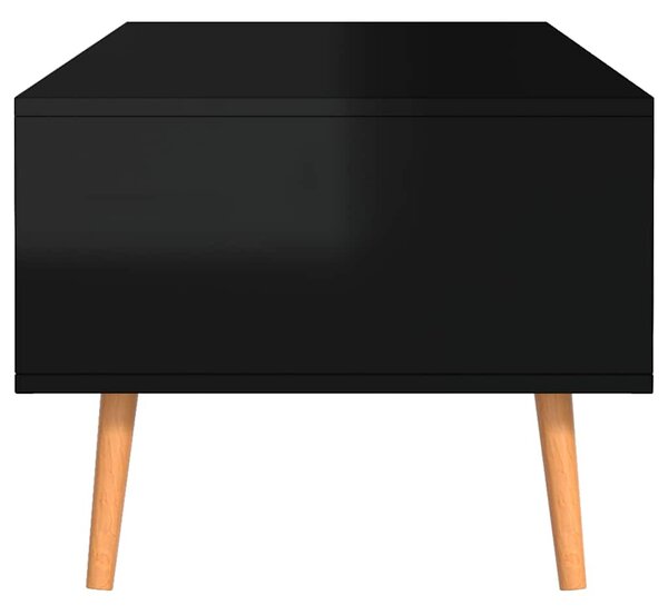 Magasfényű fekete szerelt fa dohányzóasztal 100 x 49,5 x 43 cm