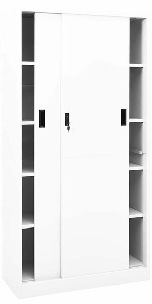 Fehér acél tolóajtós irodai szekrény 90 x 40 x 180 cm