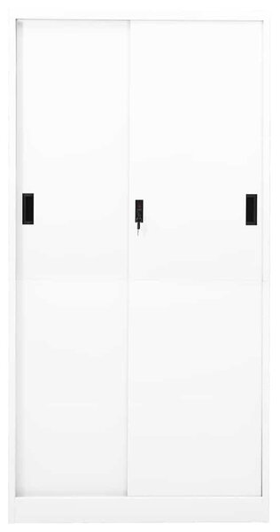 Fehér acél tolóajtós irodai szekrény 90 x 40 x 180 cm