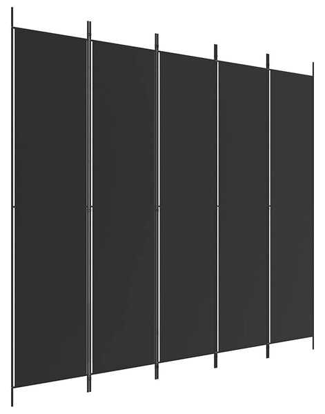 5 paneles fekete szövet térelválasztó 250x220 cm