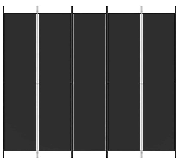 5 paneles fekete szövet térelválasztó 250x220 cm