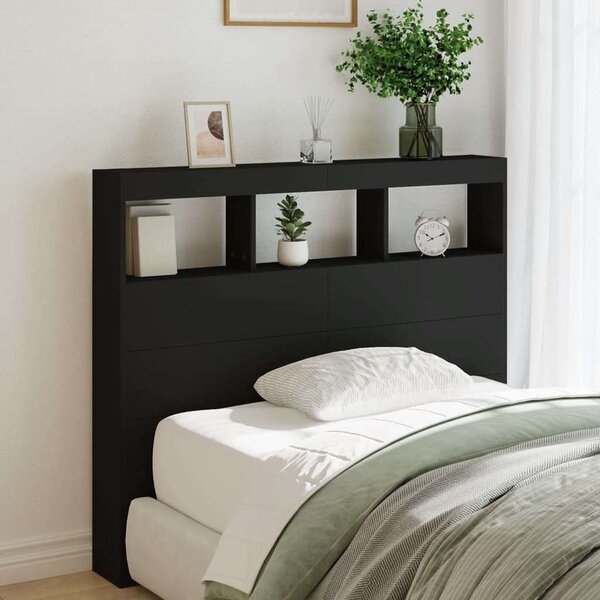 VidaXL fekete áthidalószekrény LED-világítással 120 x 17 x 102 cm