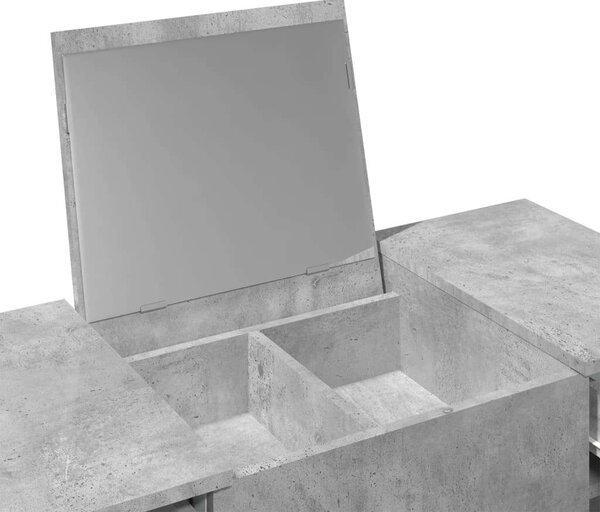 Modern Fésülködőasztal Tükörrel - Betonszürke - 100x45x76 cm