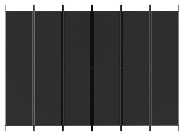 6 paneles fekete szövet térelválasztó 300x220 cm
