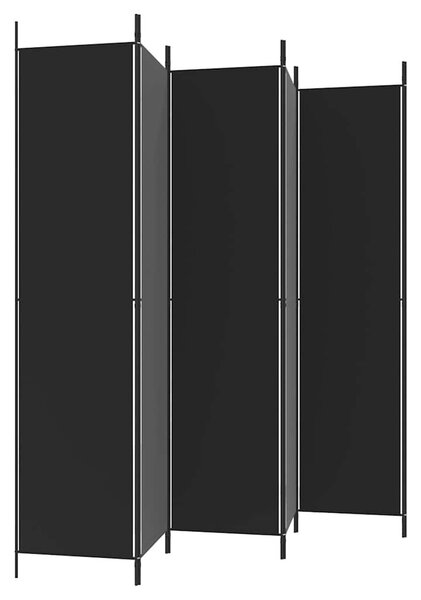 6 paneles fekete szövet térelválasztó 300x220 cm