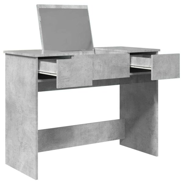 Modern Fésülködőasztal Tükörrel - Betonszürke - 100x45x76 cm