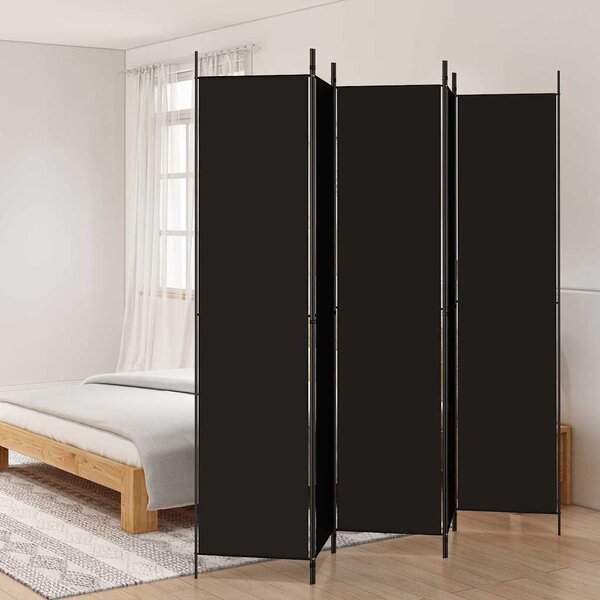 5 paneles fekete szövet térelválasztó 250x220 cm