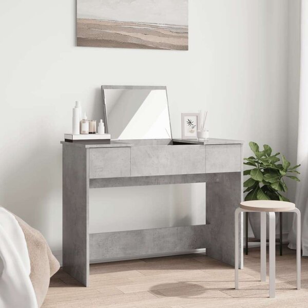 Modern Fésülködőasztal Tükörrel - Betonszürke - 100x45x76 cm