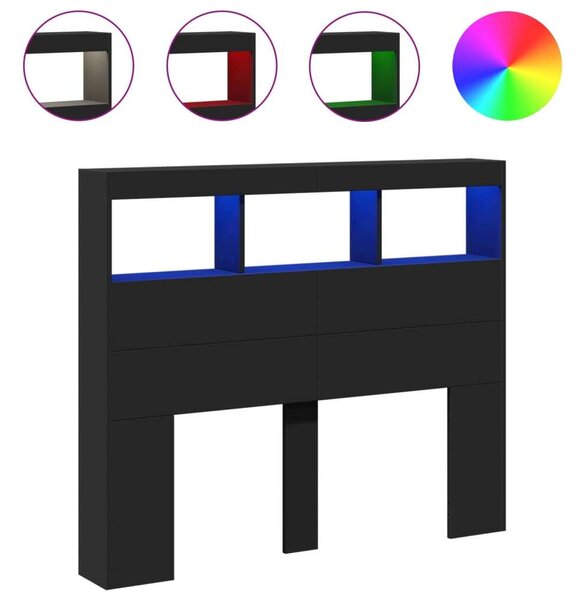 VidaXL fekete áthidalószekrény LED-világítással 120 x 17 x 102 cm