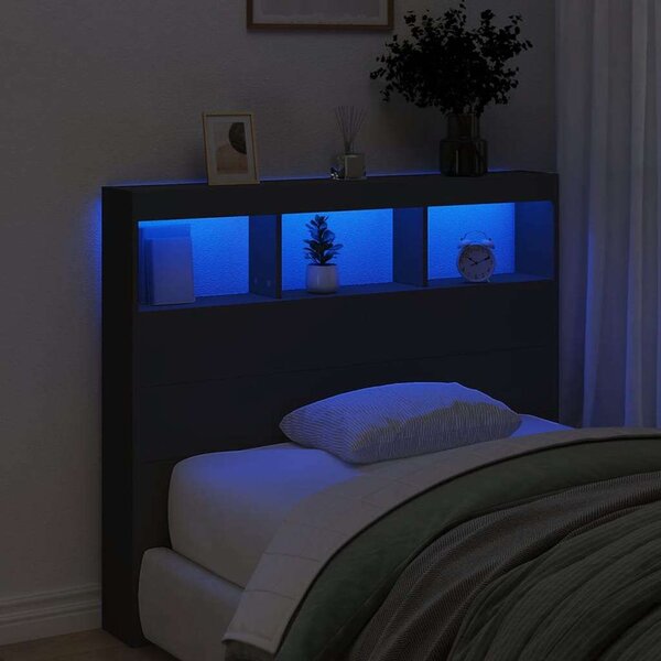 VidaXL fekete áthidalószekrény LED-világítással 120 x 17 x 102 cm
