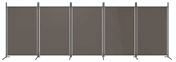 5 paneles antracitszürke szövet térelválasztó 433x180 cm