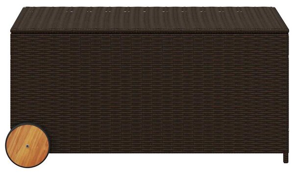 Barna polyrattan kerti tárolóláda kerekekkel 190 L