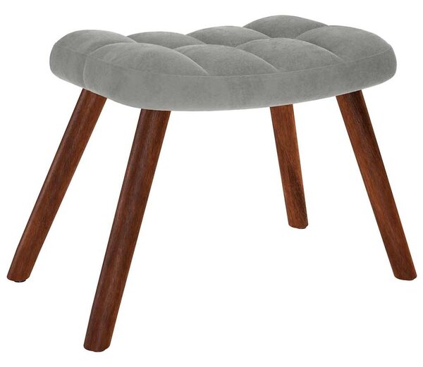 Világosszürke bársony pihenőfotel zsámolynal