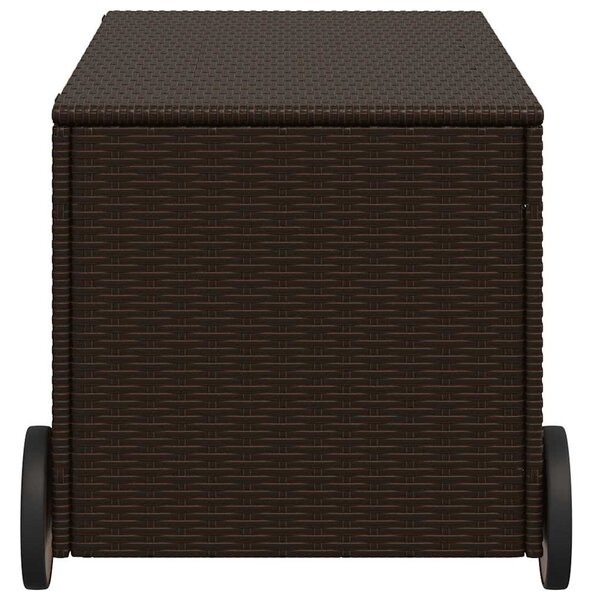 Barna polyrattan kerti tárolóláda kerekekkel 190 L