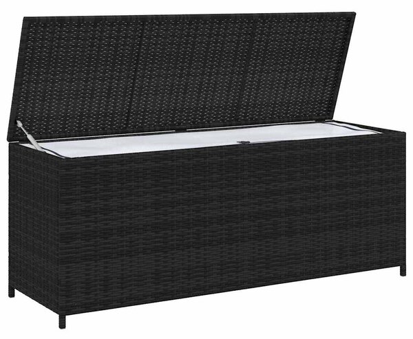 Fekete polyrattan kerti tárolóláda 150 x 50 x 60 cm