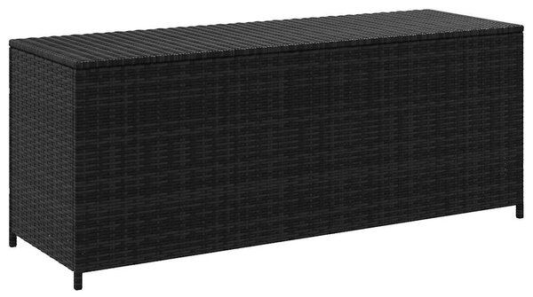 Fekete polyrattan kerti tárolóláda 150 x 50 x 60 cm